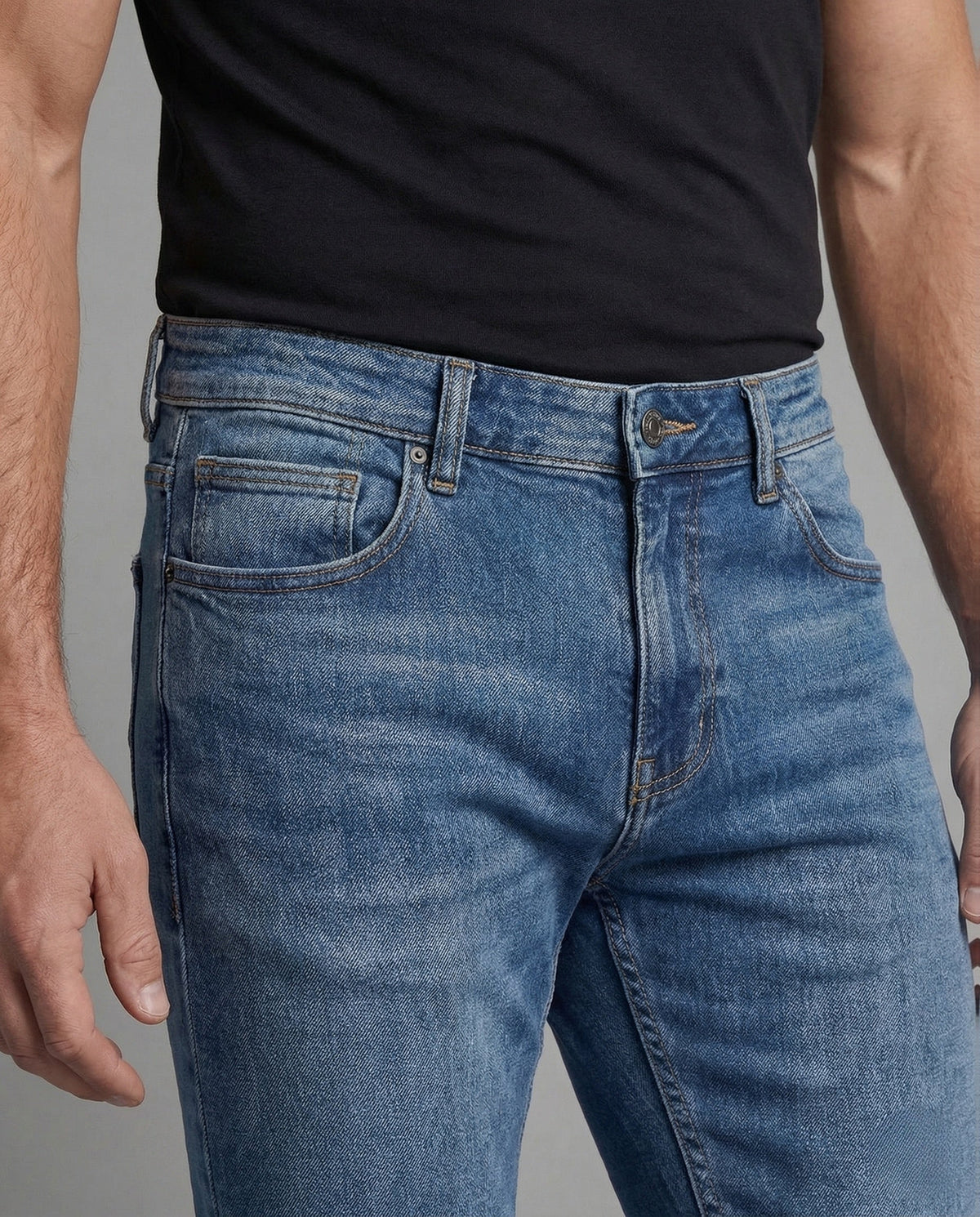 Men's Slim Fit Jeans with Classic Pockets and Belt Loops