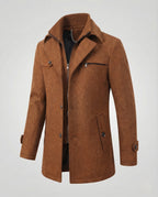Men's Smart Coat with Layered Collar and Inner Zip