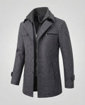 Men's Smart Coat with Layered Collar and Inner Zip