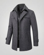 Men's Smart Coat with Layered Collar and Inner Zip