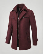 Men's Smart Coat with Layered Collar and Inner Zip