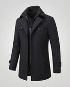 Men's Smart Coat with Layered Collar and Inner Zip
