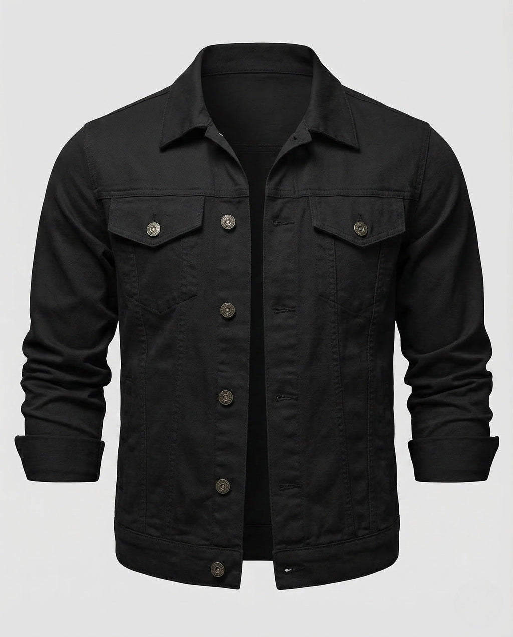 Men's Stretch Denim Trucker Jacket with Chest Pockets