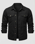 Men's Stretch Denim Trucker Jacket with Chest Pockets