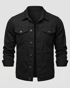 Men's Stretch Denim Trucker Jacket with Chest Pockets