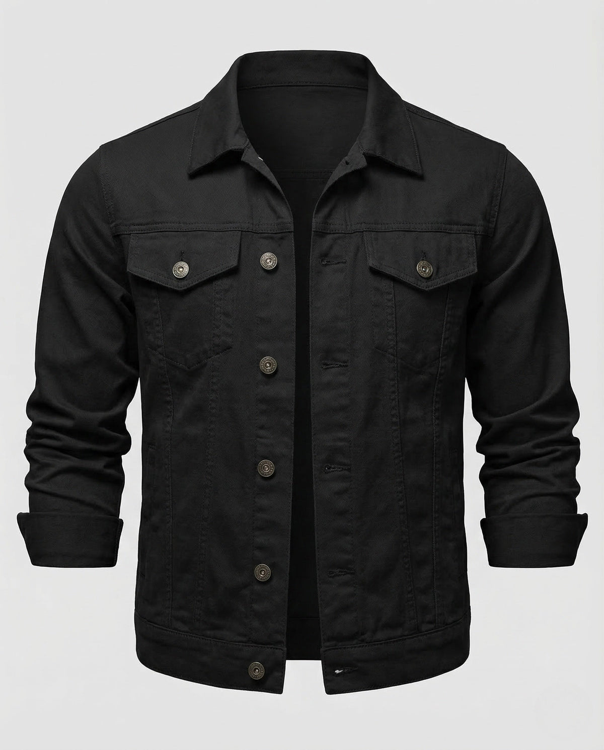 Men's Stretch Denim Trucker Jacket with Chest Pockets