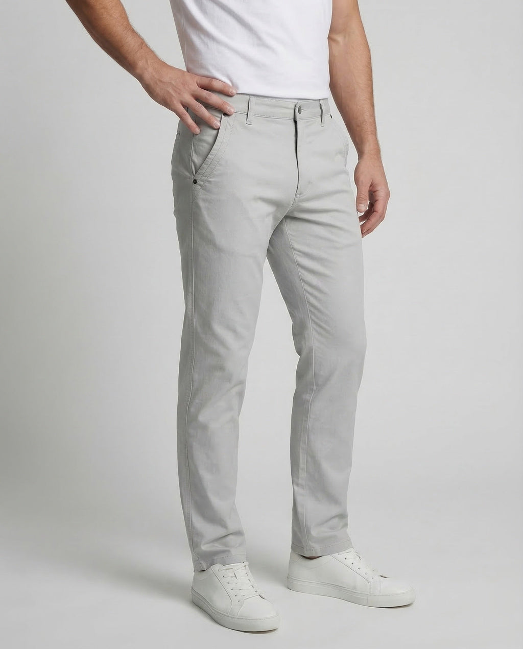 Men's Straight Leg Chino Trousers with Belt Loops
