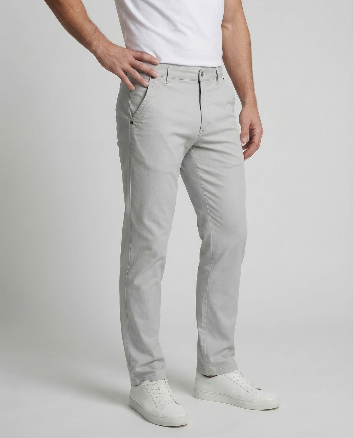 Men's Straight Leg Chino Trousers with Belt Loops