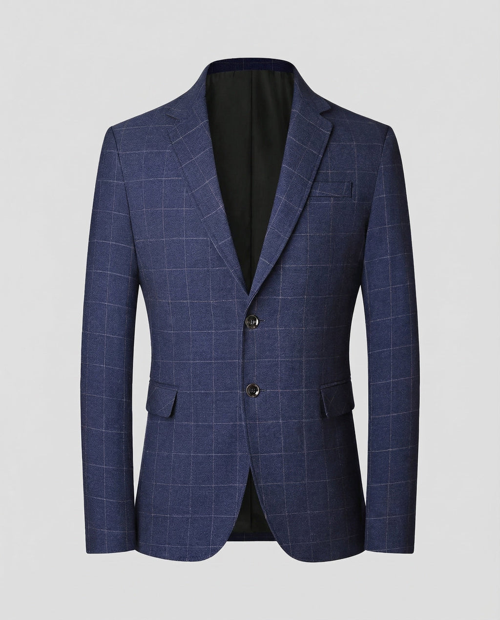 Men's Tailored Windowpane Check Blazer with Notch Lapels