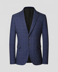 Men's Tailored Windowpane Check Blazer with Notch Lapels