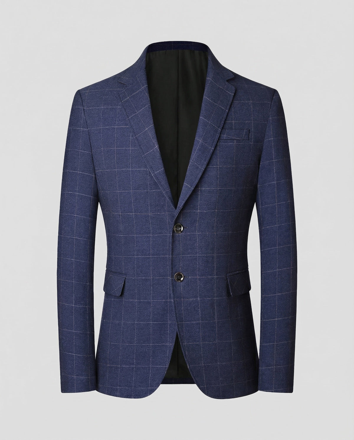 Men's Tailored Windowpane Check Blazer with Notch Lapels