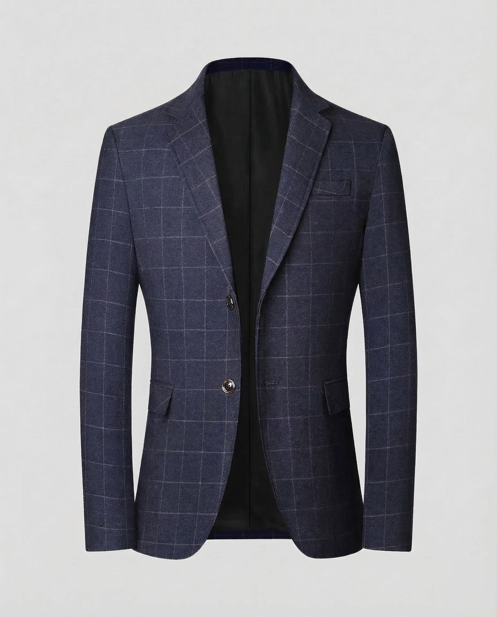 Men's Tailored Windowpane Check Blazer with Notch Lapels