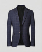 Men's Tailored Windowpane Check Blazer with Notch Lapels