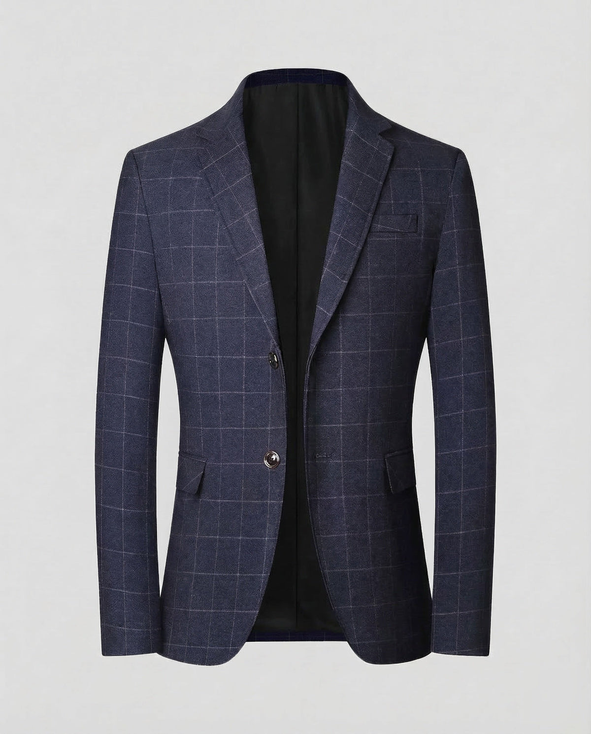 Men's Tailored Windowpane Check Blazer with Notch Lapels