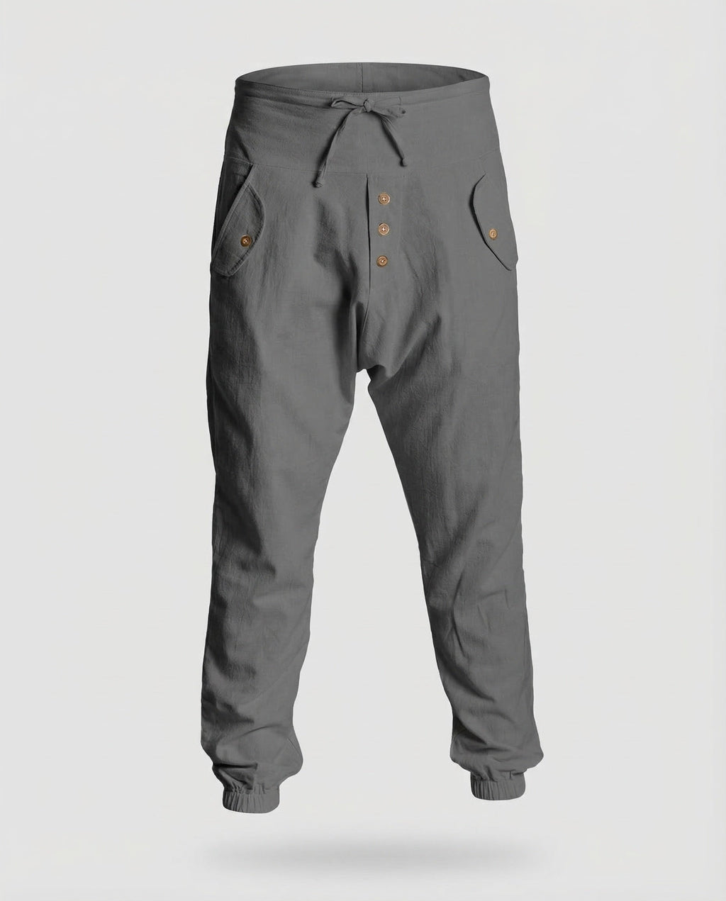 Men's Harem Trousers with Drop Crotch and Drawstring Waist
