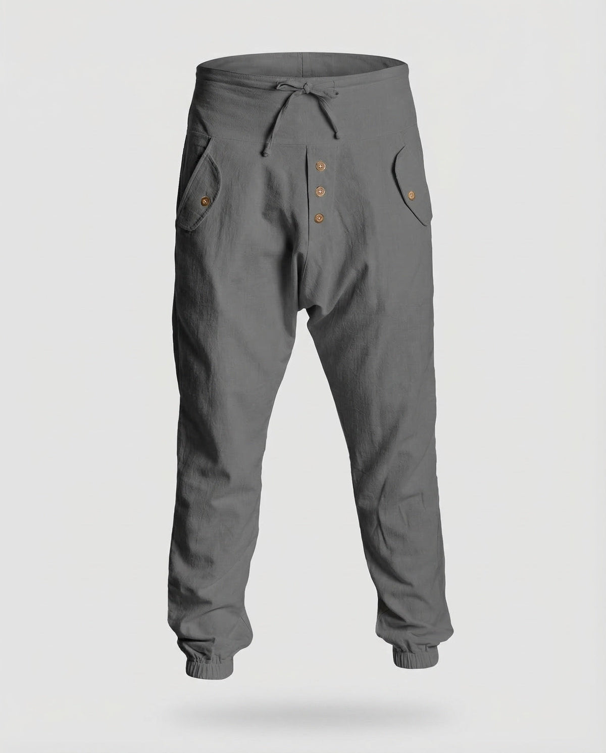 Men's Harem Trousers with Drop Crotch and Drawstring Waist