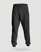 Men's Harem Trousers with Drop Crotch and Drawstring Waist