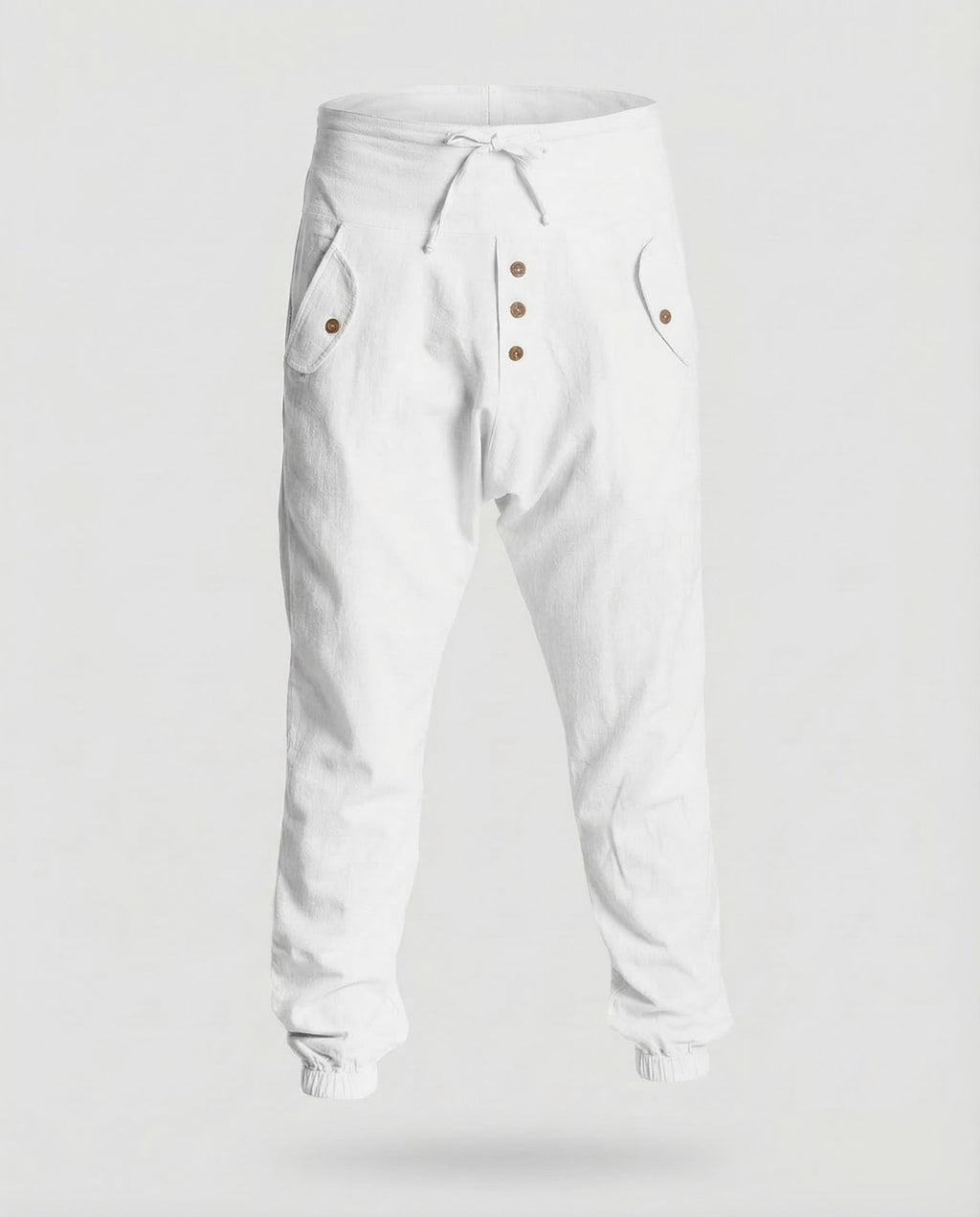 Men's Harem Trousers with Drop Crotch and Drawstring Waist