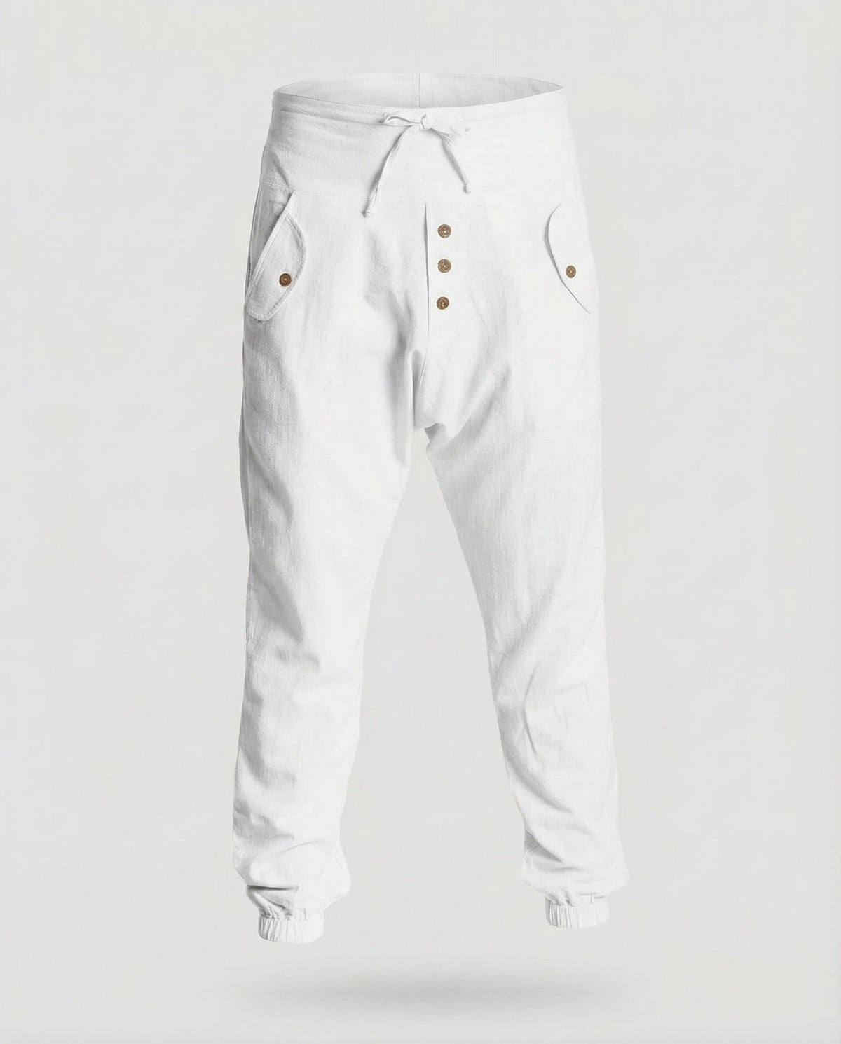 Men's Harem Trousers with Drop Crotch and Drawstring Waist