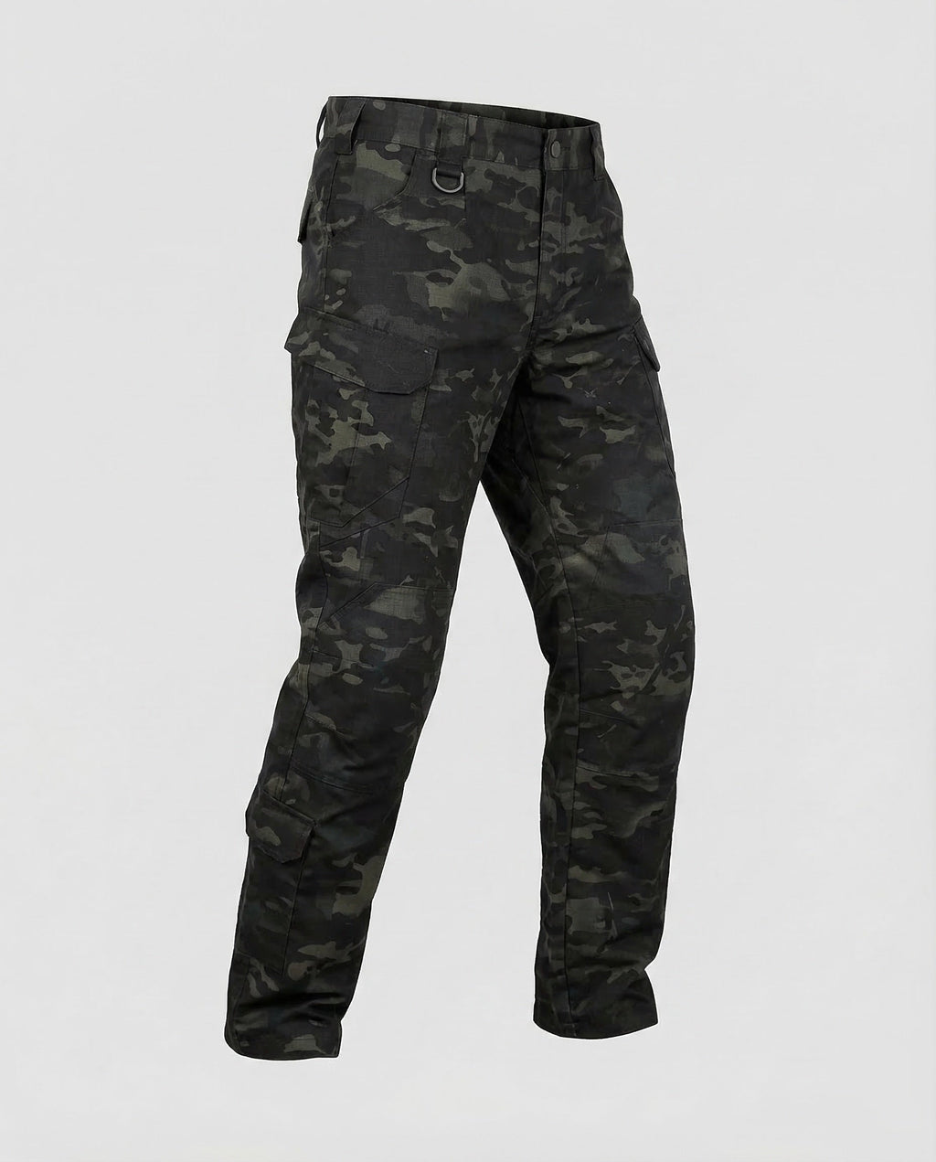 Men's Tactical Cargo Trousers with Reinforced Knee Panels and Flap Pockets