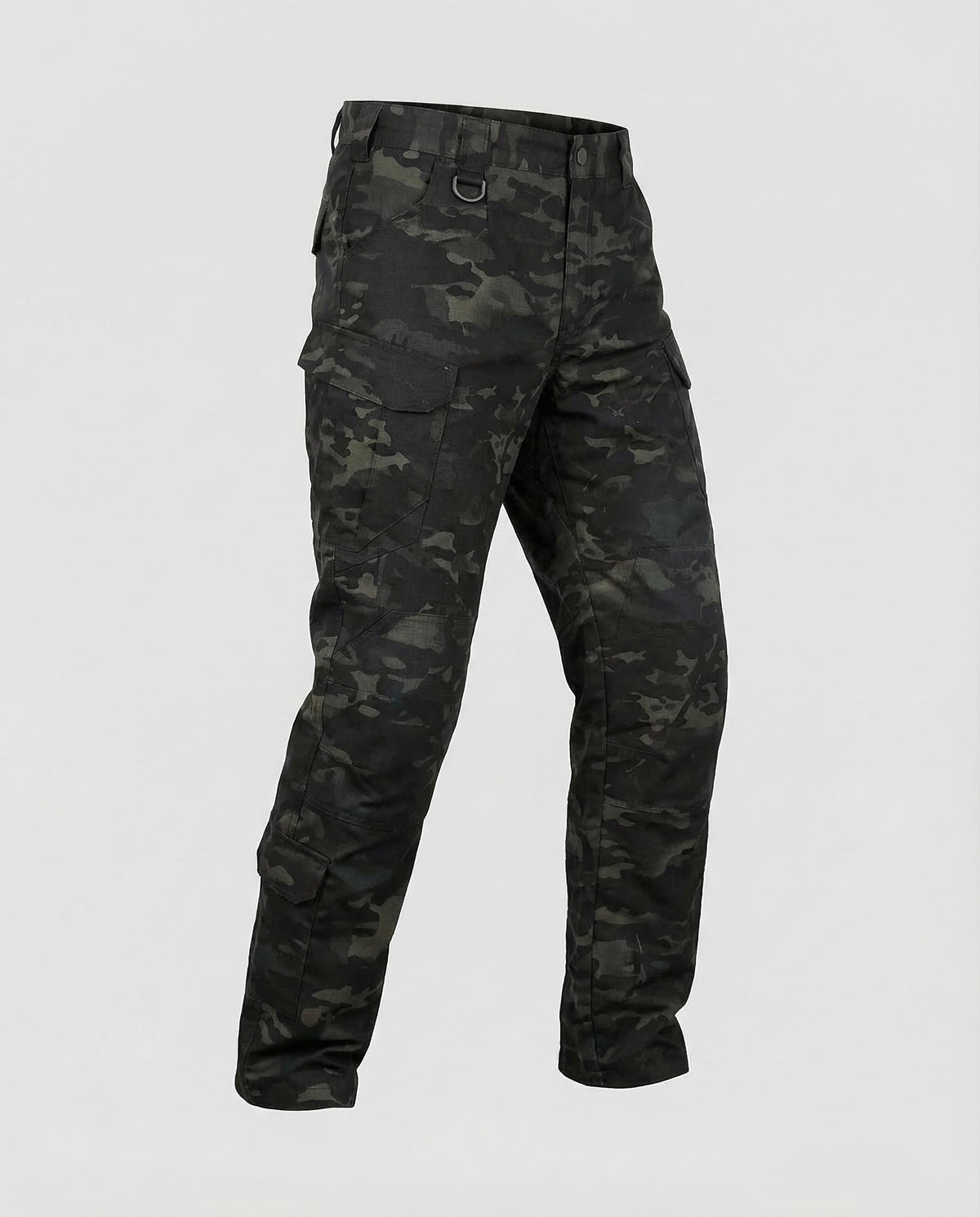 Men's Tactical Cargo Trousers with Reinforced Knee Panels and Flap Pockets