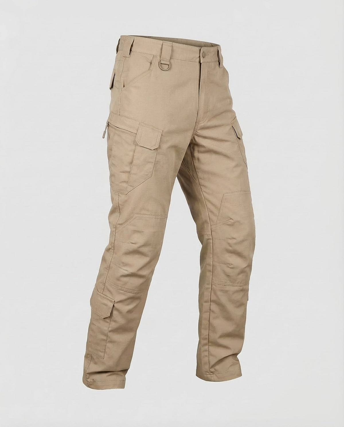 Men's Tactical Cargo Trousers with Reinforced Knee Panels and Flap Pockets