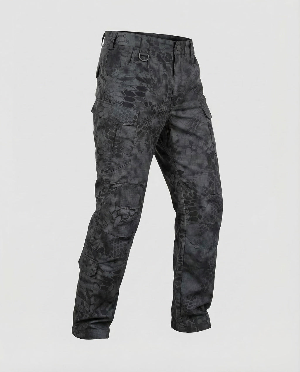 Men's Tactical Cargo Trousers with Reinforced Knee Panels and Flap Pockets