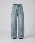 Men's Wide Leg Jeans with Washed Finish and Relaxed Fit