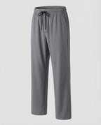 Men's Straight Leg Drawstring Trousers with Elasticated Waist and Side