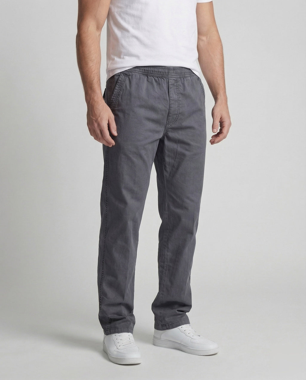 Men's Relaxed Straight Leg Casual Trousers with Elasticated Waist