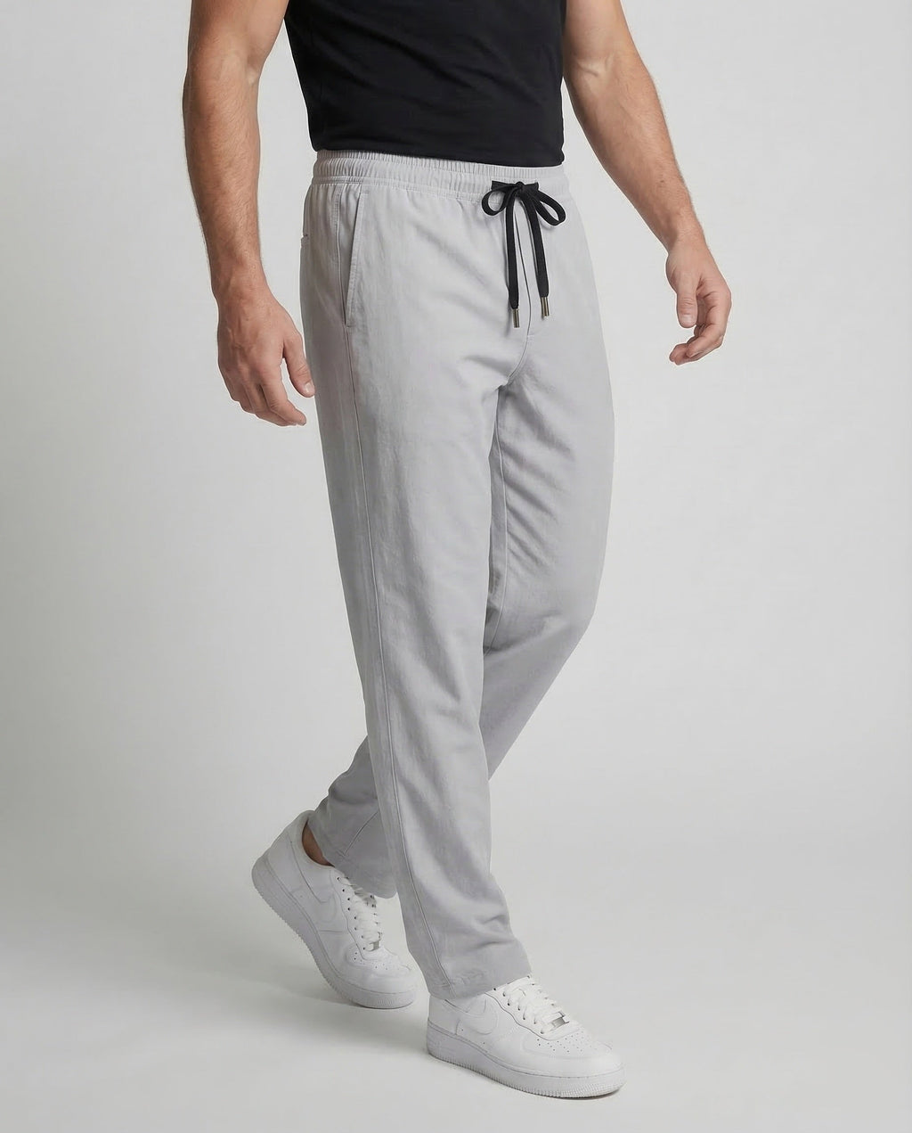 Men's Relaxed Straight Leg Jogger Trousers with Drawstring Waist