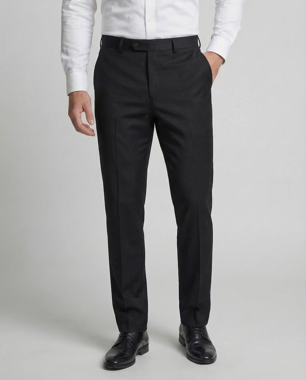 Men's Tailored Formal Trousers with Pressed Creases and Belt Loops