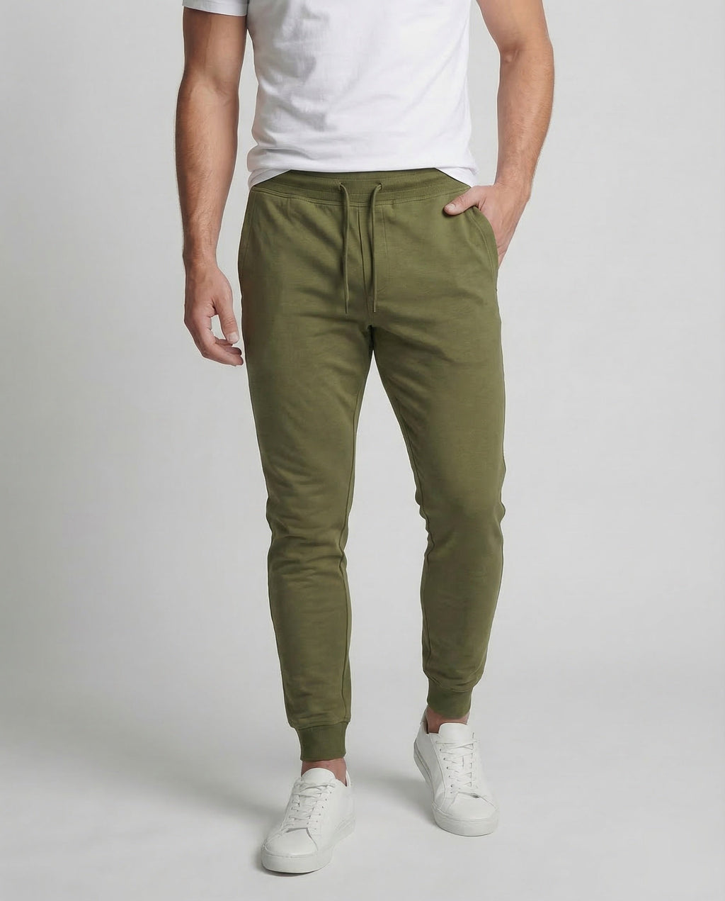 Men's Tapered Joggers with Drawstring Waist and Ribbed Ankle Cuffs