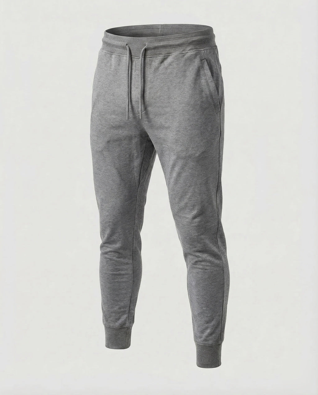 Men's Tapered Joggers with Drawstring Waist and Ribbed Ankle Cuffs