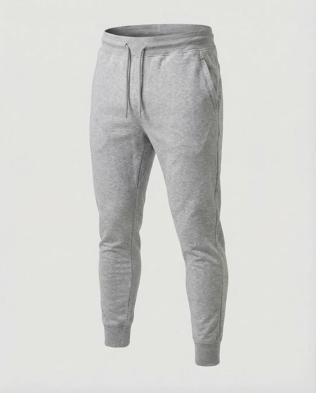 Men's Tapered Joggers with Drawstring Waist and Ribbed Ankle Cuffs