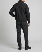 Men's Lightweight Bomber Jacket with Stand Collar and Zip Front