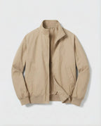 Men's Lightweight Bomber Jacket with Stand Collar and Zip Front