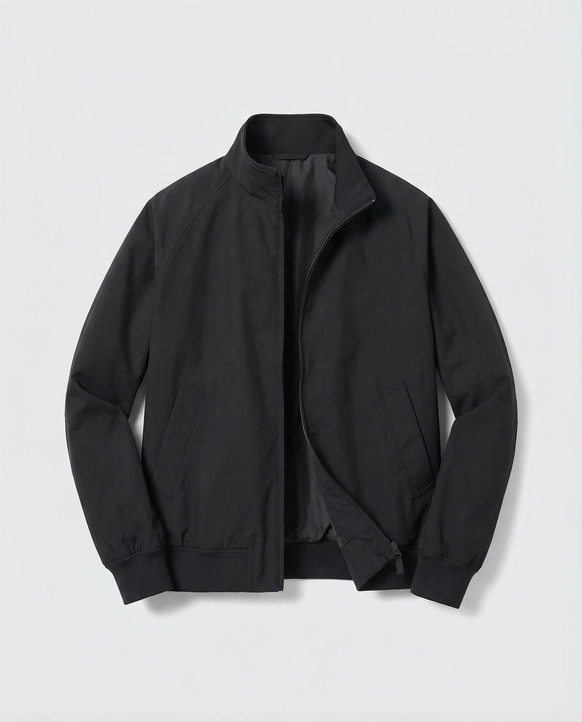 Men's Lightweight Bomber Jacket with Stand Collar and Zip Front