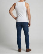 Men's Slim Fit Tank Top with Scoop Neck and Wide Straps
