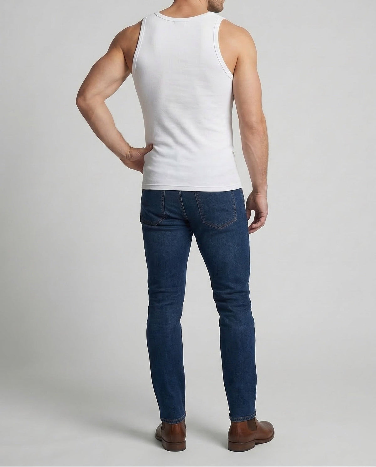 Men's Slim Fit Tank Top with Scoop Neck and Wide Straps
