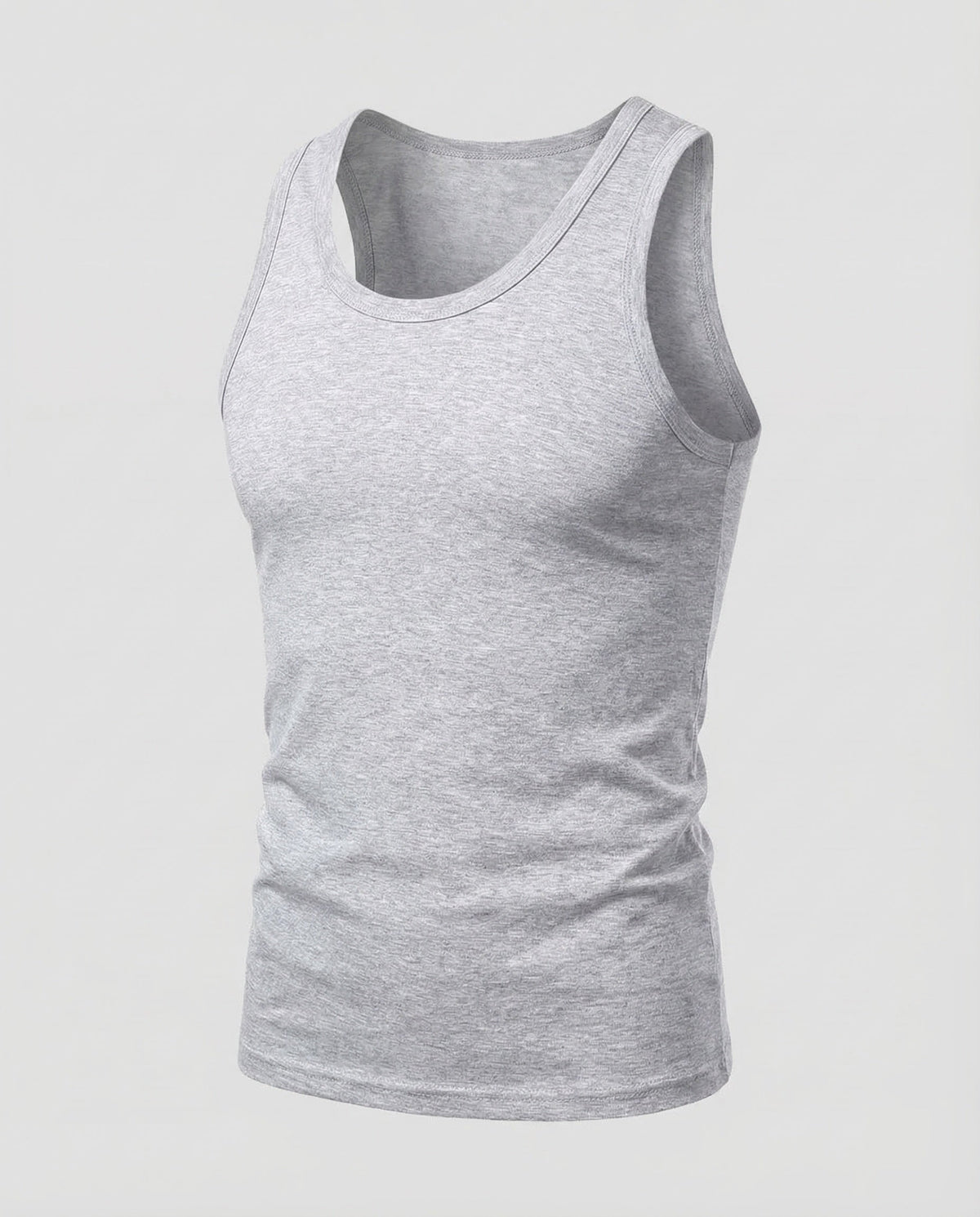 Men's Slim Fit Tank Top with Scoop Neck and Wide Straps