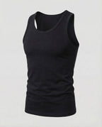 Men's Slim Fit Tank Top with Scoop Neck and Wide Straps