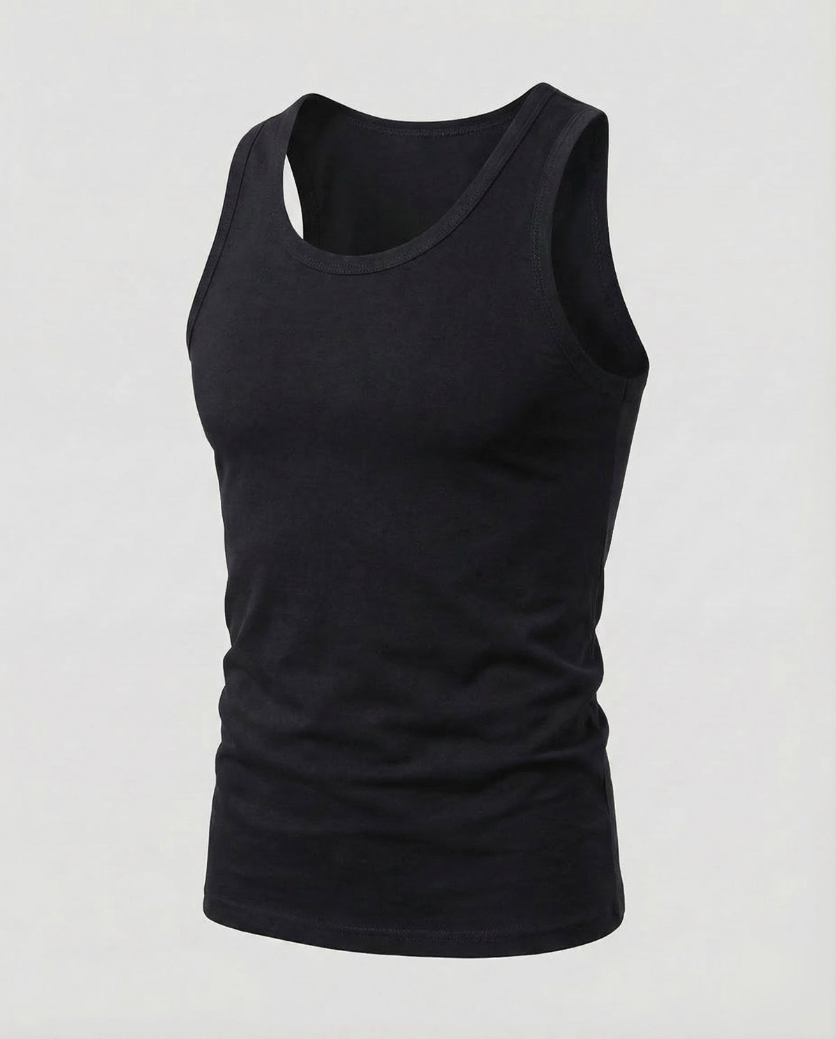 Men's Slim Fit Tank Top with Scoop Neck and Wide Straps