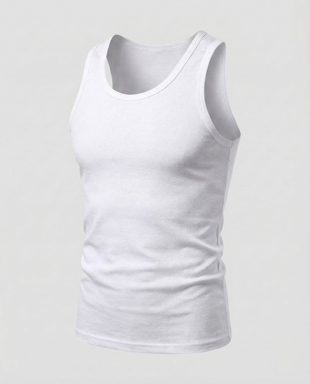 Men's Slim Fit Tank Top with Scoop Neck and Wide Straps