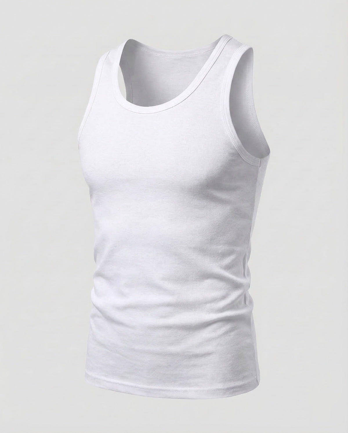 Men's Slim Fit Tank Top with Scoop Neck and Wide Straps