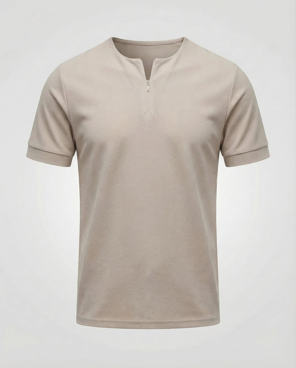 Men's Slim Fit Zip-Neck T-Shirt with Short Sleeves