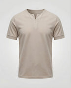 Men's Slim Fit Zip-Neck T-Shirt with Short Sleeves