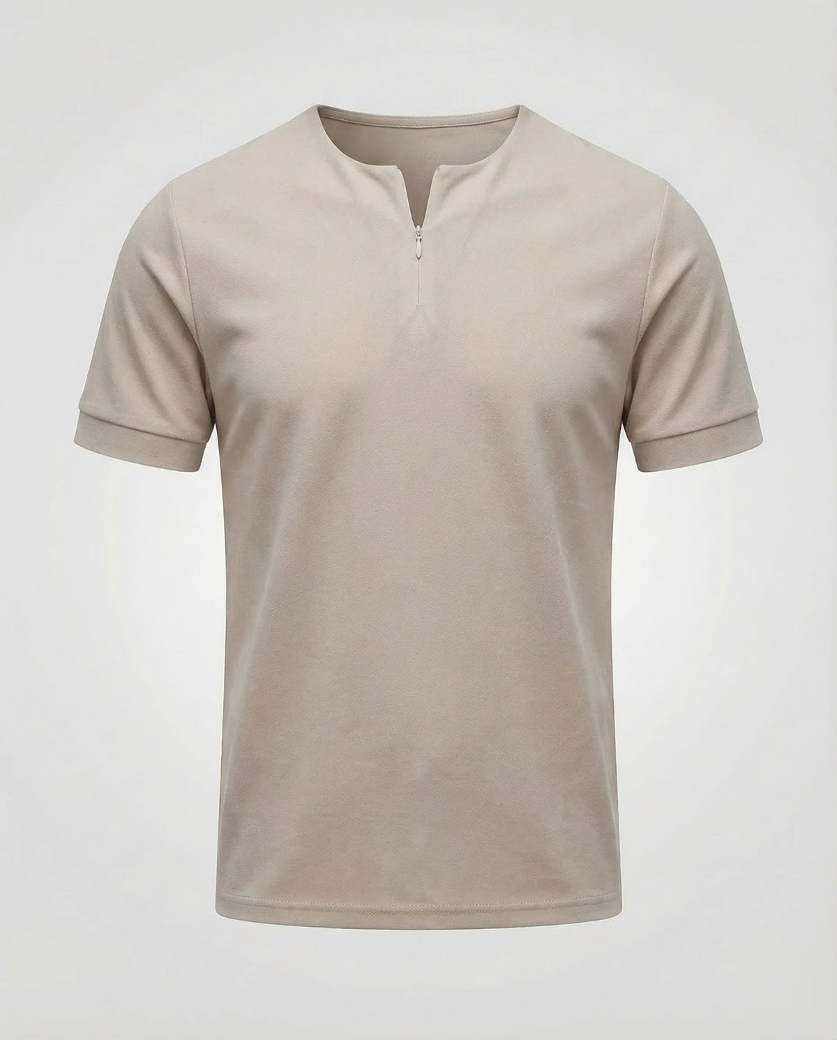 Men's Slim Fit Zip-Neck T-Shirt with Short Sleeves
