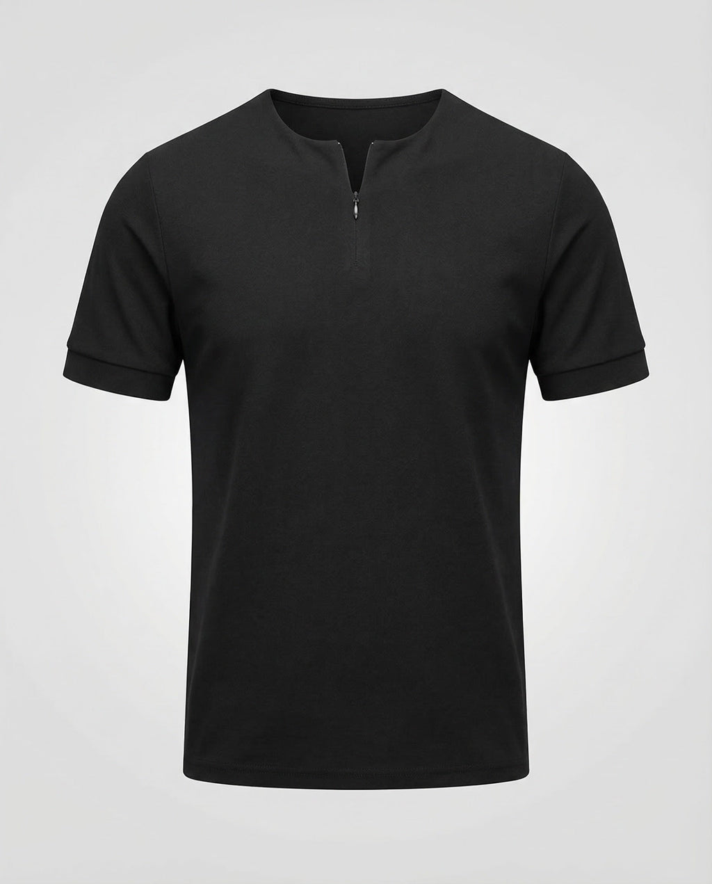 Men's Slim Fit Zip-Neck T-Shirt with Short Sleeves