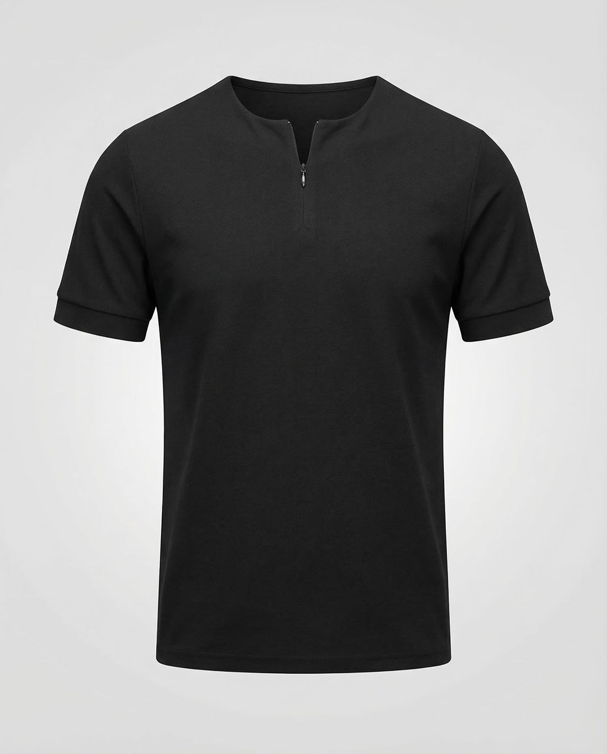 Men's Slim Fit Zip-Neck T-Shirt with Short Sleeves